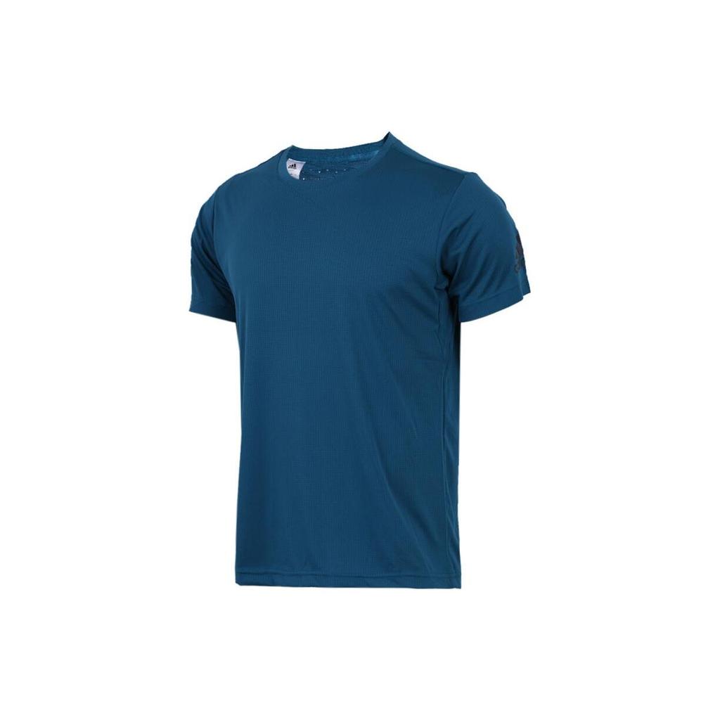 Adidas Solid Color Print Logo Stripe Round Neck Quick-Dry Short Sleeve T-Shirt Men Tops Light-Blue CE0819