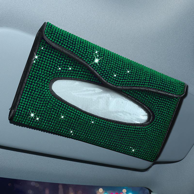 Diamond Crystal Car Tissue Box Holder High-end Luxury Sun Visor Multicolor Paper Box Bling Auto Interior Storage Car Acessories