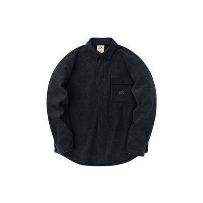 Life Series Solid Color Logo Button-Up Collar Jacket Unisex Jackets Black 172248771-2