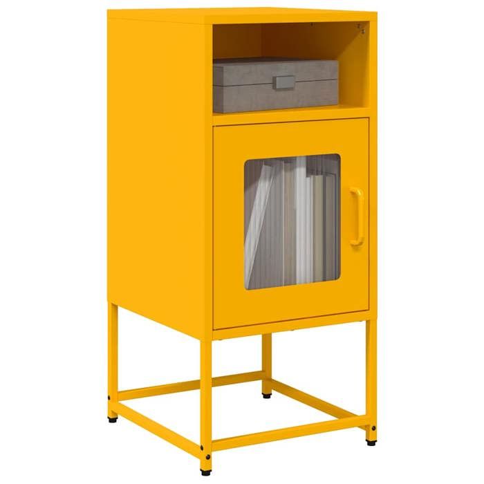 VidaXL Bedside Table Mustard Yellow 36x39x78 Cm Cold-rolled Steel, Side Table, Bedside Cabinet, Side Table 853413