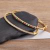 Nidin Top Quality Colorful White Color Cubic Zirconia Thin Bangles Bracelets for Women Wedding Elegant Jewelry Gifts Trendy