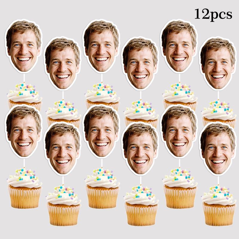 Customized Personalized Face Sticker Birthday Wedding DIY Decor Paper Cake Toppers Banner Cute Pet Custom Stickers Pendant