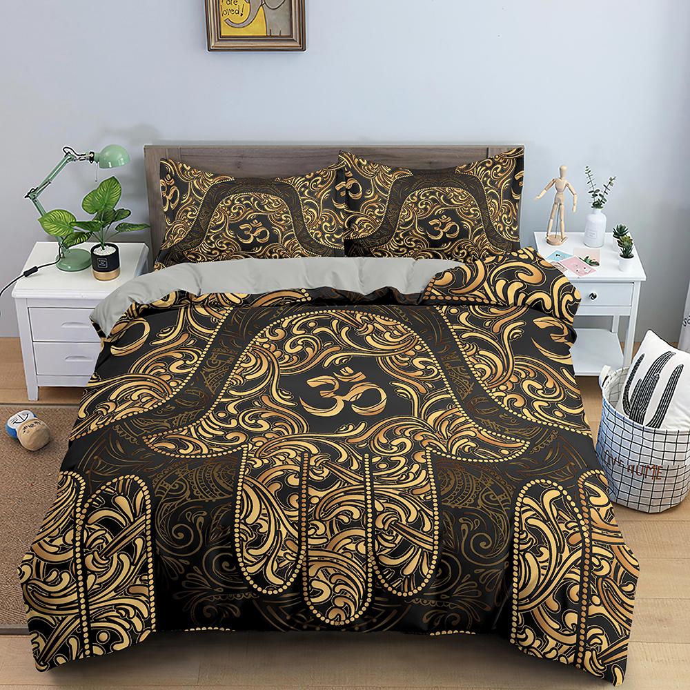 Hand Of Fatima Duvet Cover Set Floral Pattern 3D Print Polyester Comforter Cover For Teens Adults Bedding Set King Queen Size