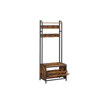 Coat Rack with Shoe Storage, Hall Tree with Bench, 7 Hooks and Top Shelf, for Hallway, Bedroom, Industrial Style