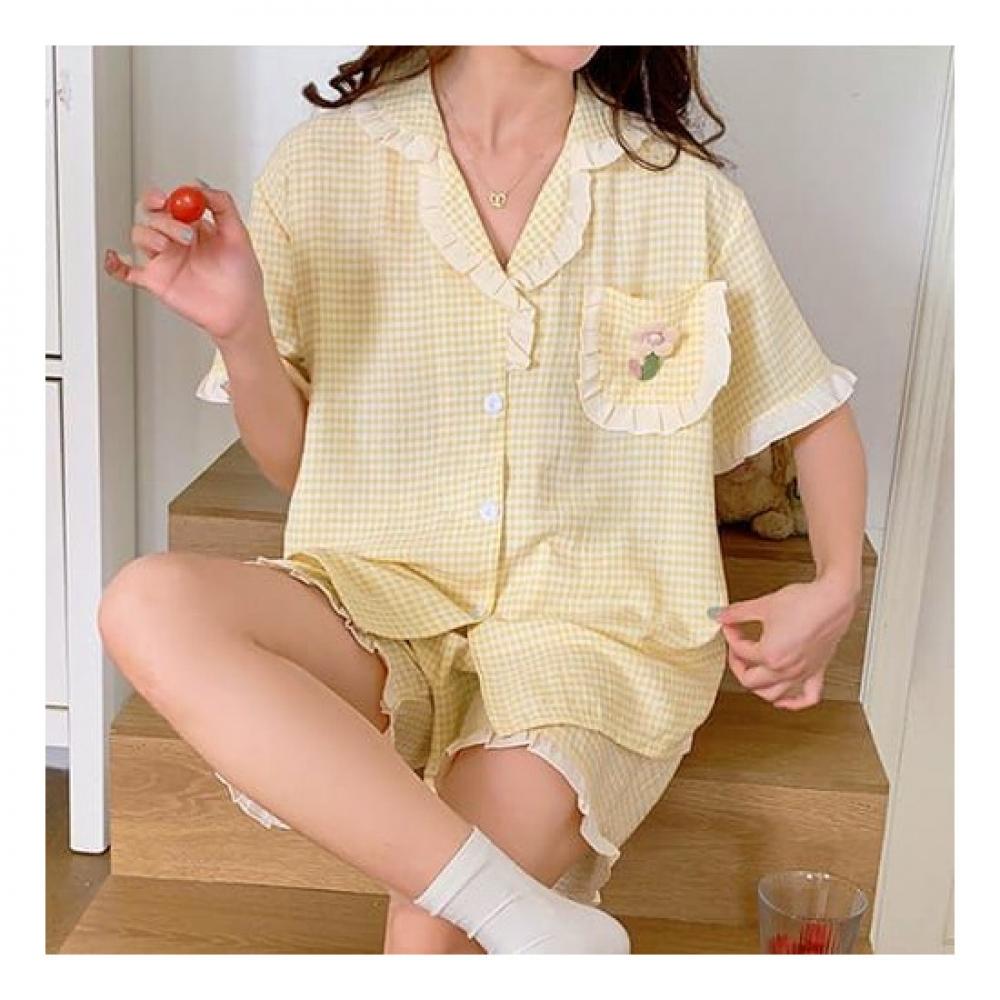 Navava Lovely Pattern Collar Short Sleeve Pajama Set Nt1562