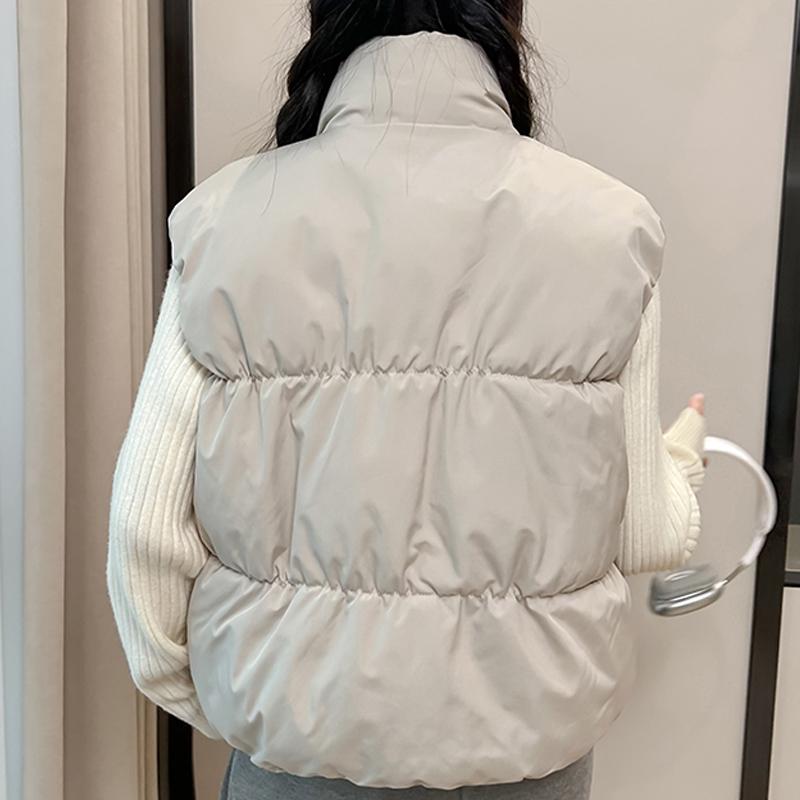 Fashion Winter Short Sleeveless Vest Woman Warm Outerwears Stand Collar Casual Thick Women's Jackets