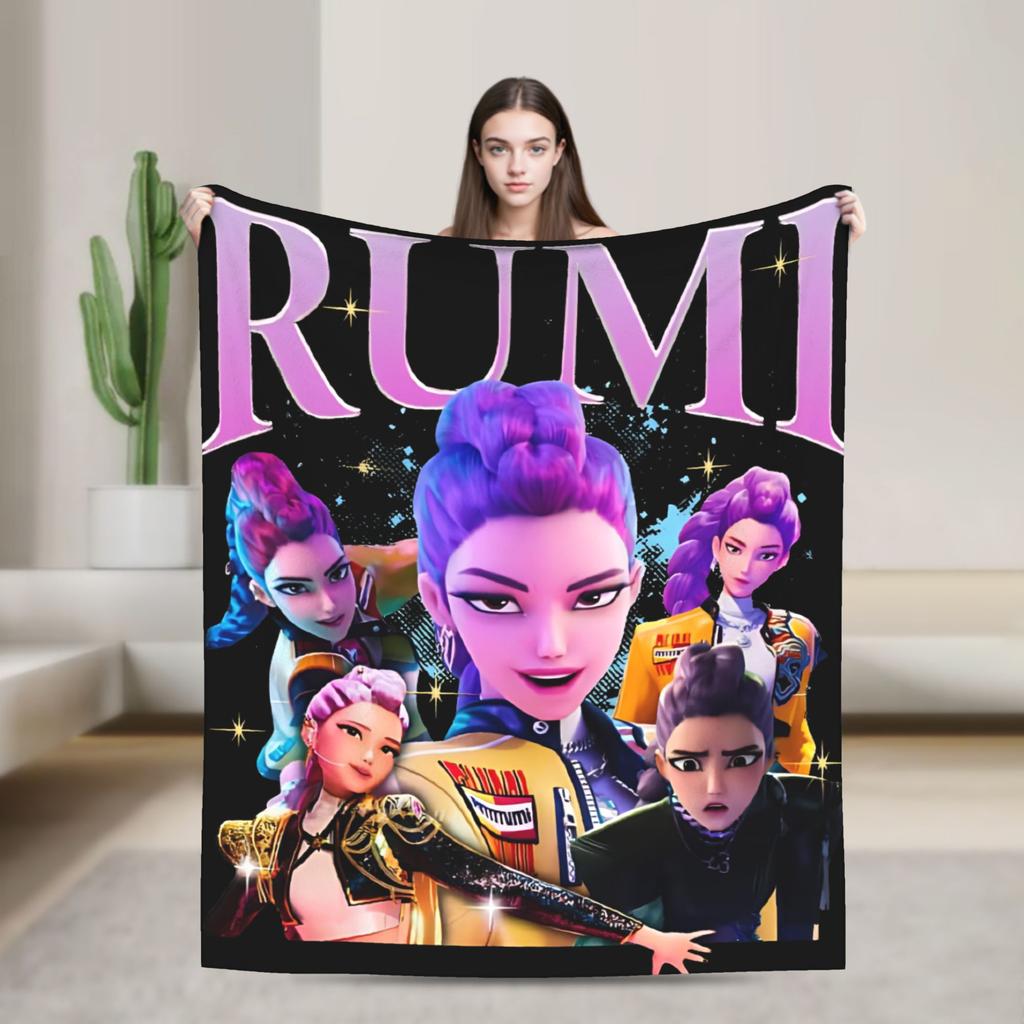 HUNTRIX KPOP Dämonenjäger Anime Flanelldecke Fantastische Überwurfdecke für Zuhause 200x150cm Teppichstück