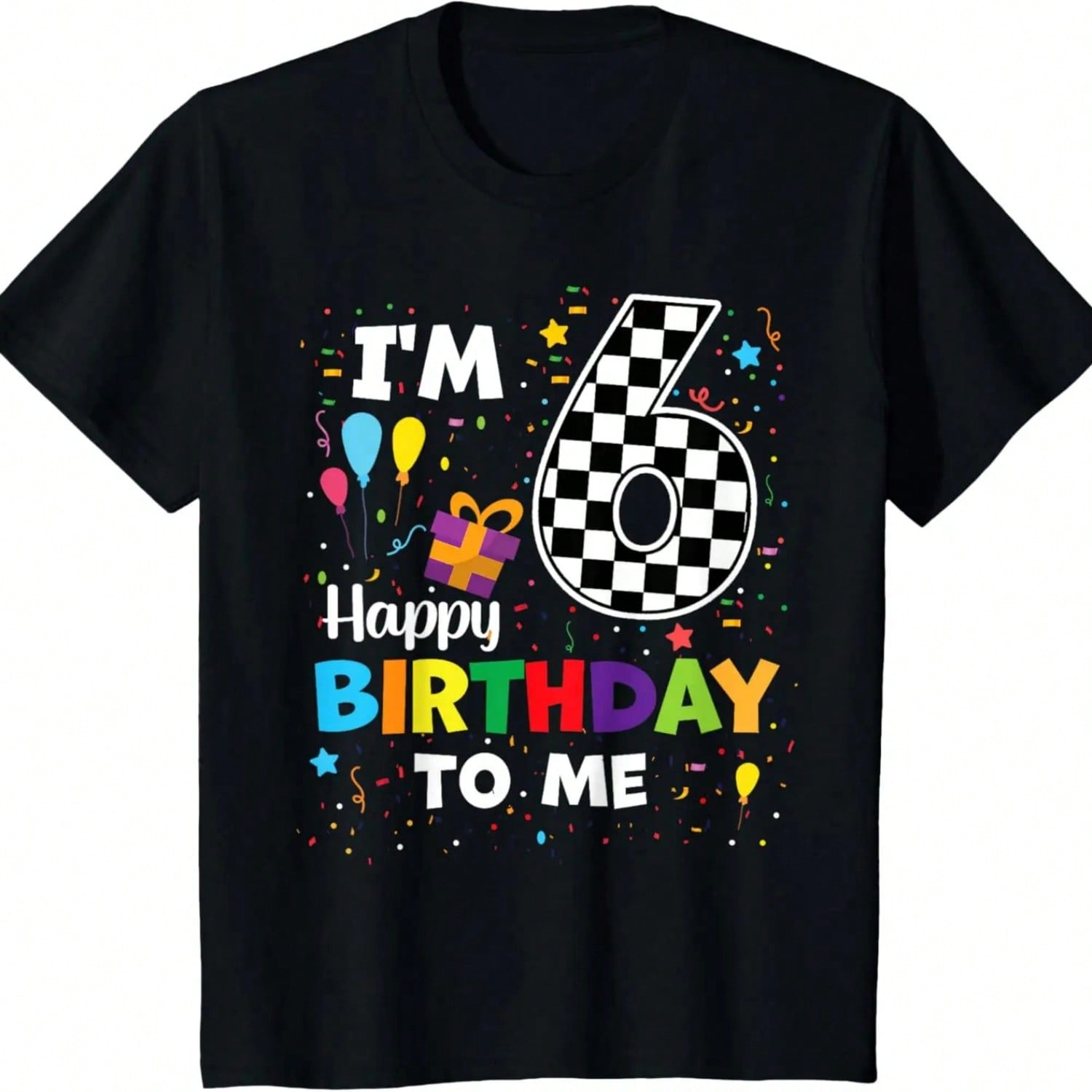 Happy 6th Birthday Racing Car Theme 6 Years Old Racecar T-Shirt S разноцветный