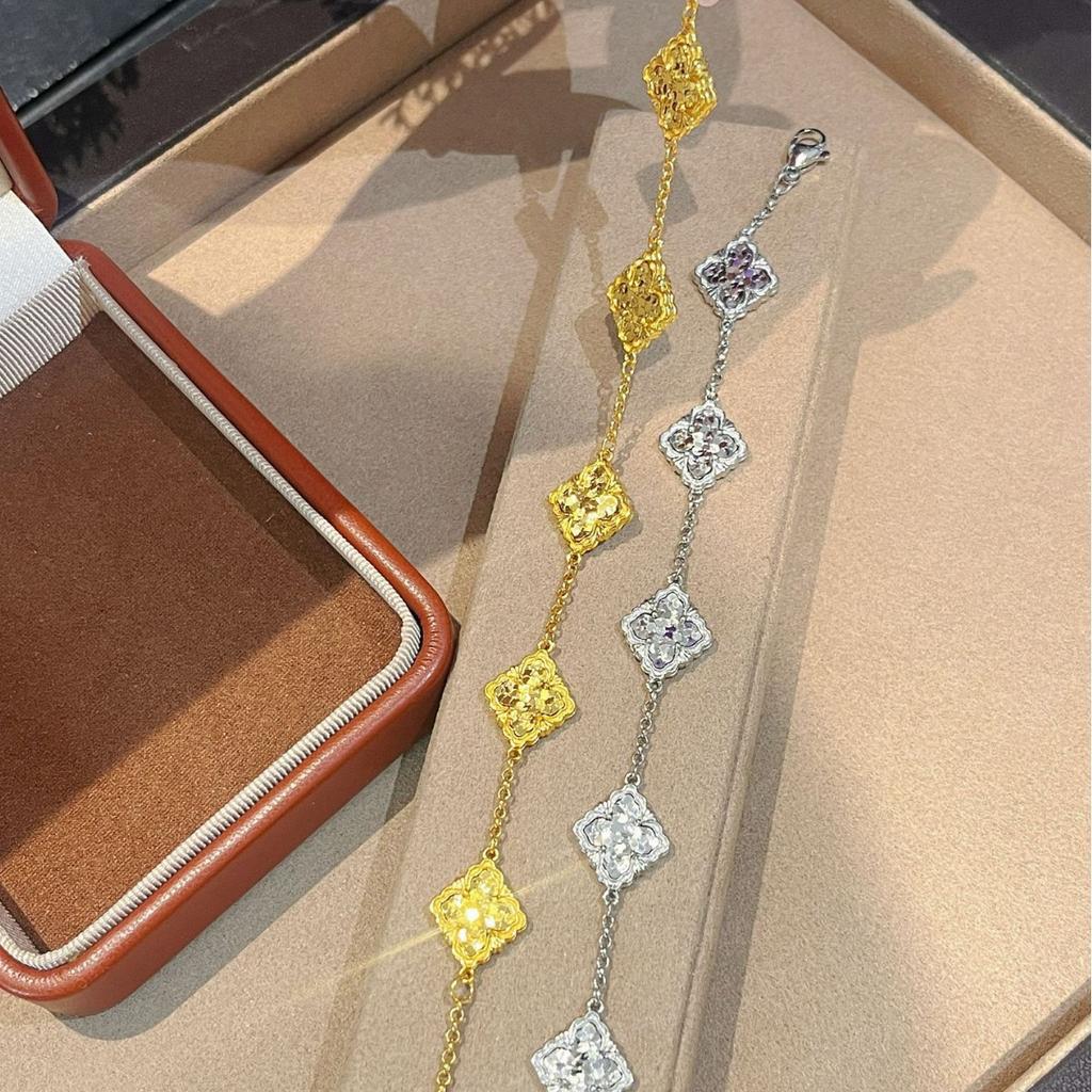 French Retro Cloth Style Double-Sided Broken Ice Ice Five-Flower Bracelet High-End Light Luxury Celebrity Style Versatile Jewelry
