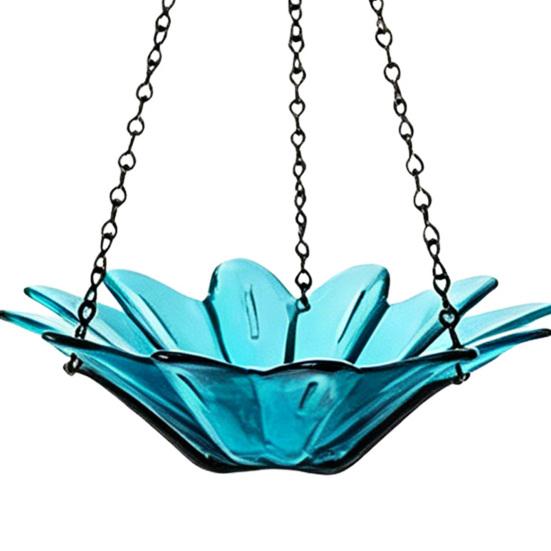 Hanging Metal Bird Feeder with Detachable Flower Bowl Weather-proof Outdoor Garden Patio Yard Bird Bath Watering Feeding Bowl