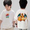 Summer Anime Pokémon Cosplay TShirt Cotton Short Sleeve Tops Casual Loose Retro TShirt Men Women Kids Family Matching Outfits