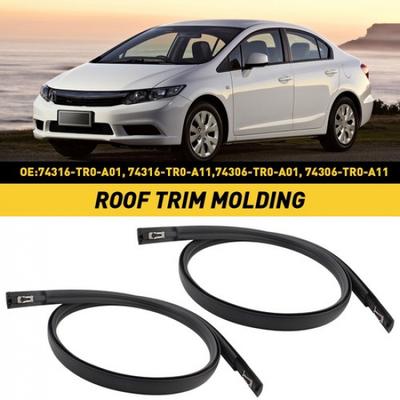 A Pair Black Roof Trim Kit Molding LH&RH For 2012-2015 Honda Civic Sedan 4-Door