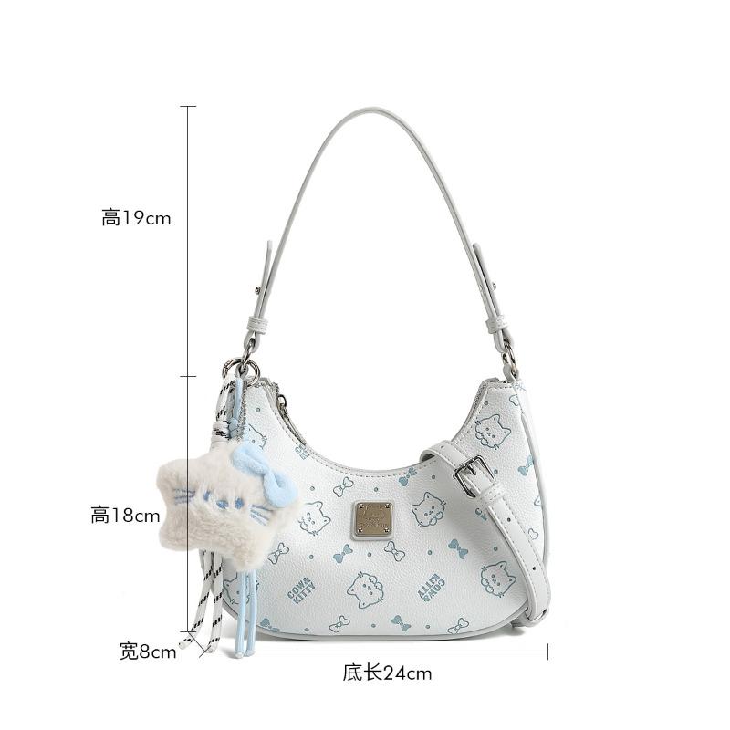 Summer New Fashion Temperament Dumpling Bag 2 Simple Printed Shoulder Bag Premium Commuter Premium Blue