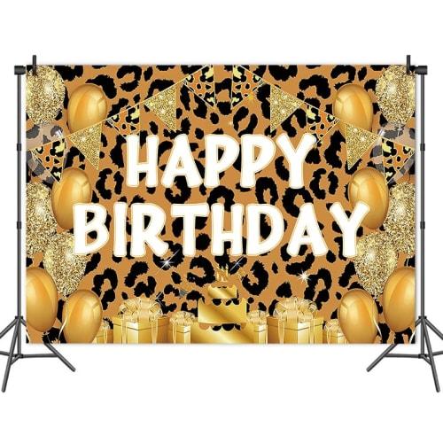Leopard Print Birthday Tapestry, 180x120cm, Leopard Print, Birthday Backdrop, Photography Backdrop, Wall Decor, Party Decor, Instagrammable, Social Me