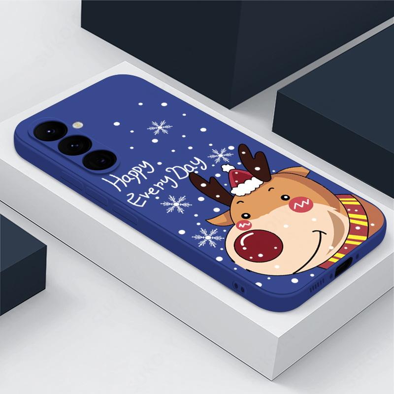 

М який різдвяний чохол для телефону Samsung S24 S23 S22 S21 Plus Note 20 Ultra A54 A34 A13 A71 S10 ТПУ силіконова Санта Клаус протиударна задня кришка з мотузкою Samsung S23 FE синій