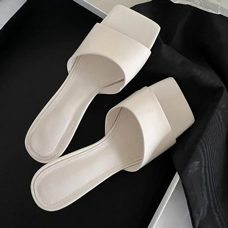 Modă Papuci de Vară Modă Brand Papuci cu Toc Pană pentru Femei Eleganți cu Vârf Pătrat Slip-on Sandale de Damă Pantofi de Exterior