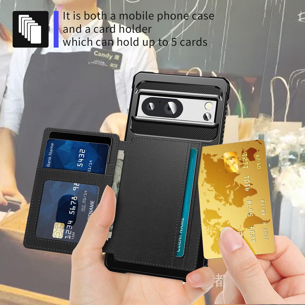 For Google Pixel 8 Pro PU Leather+TPU Anti-drop Cover Card Bag Phone Case Support Magnetic Car Mount