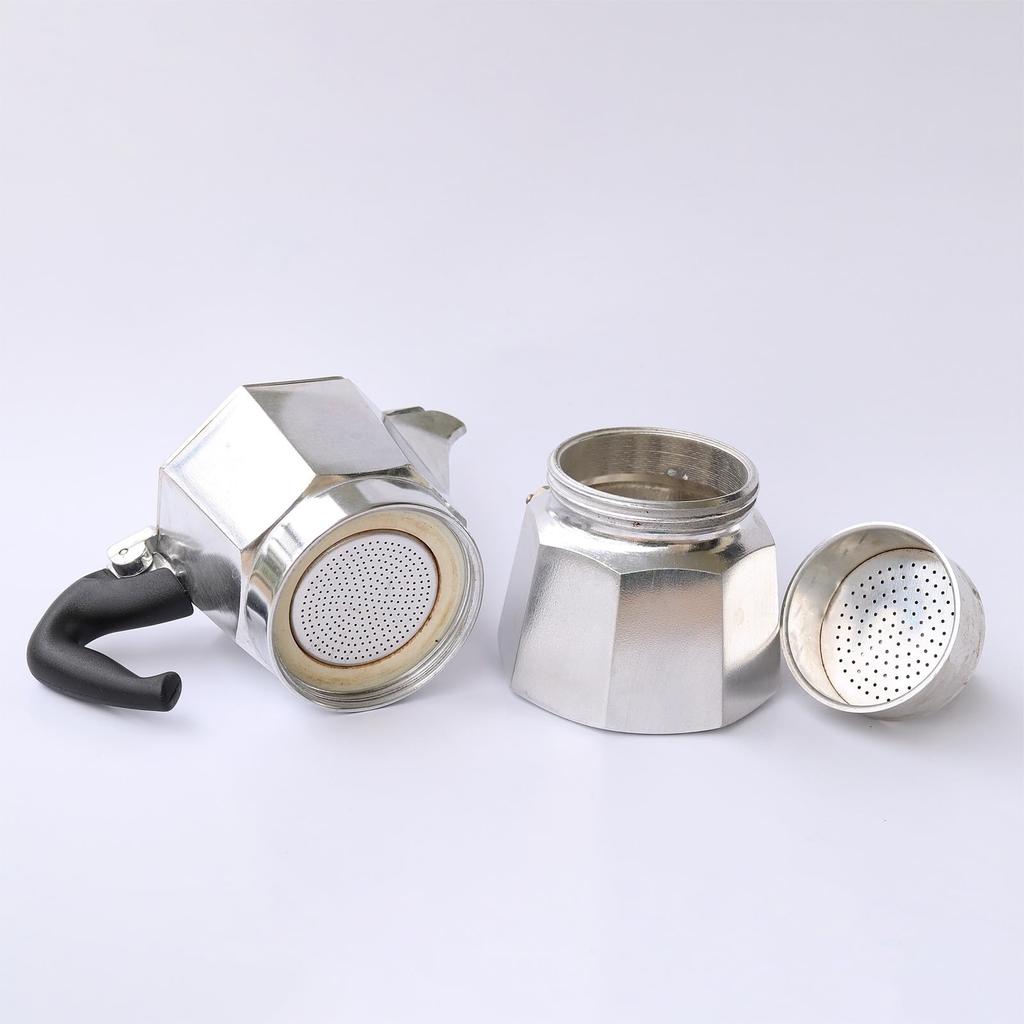 uxcell Aluminum Coffee Pot Accessory for Stainless Steel Espresso Maker, Includes 1 Filter and 2 Silicone Gasket Seals, 64x53x3.4mm, 6-Cup Moka