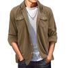 And Winter Men's Solid Corduroy Tooling Long Sleeved Shirt Coat