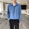 New Summer High End Handsome Fashion Cool Style Flip Collar Buckle Casual Loose Oversize Ice Silk Solid Color Shirt for Men