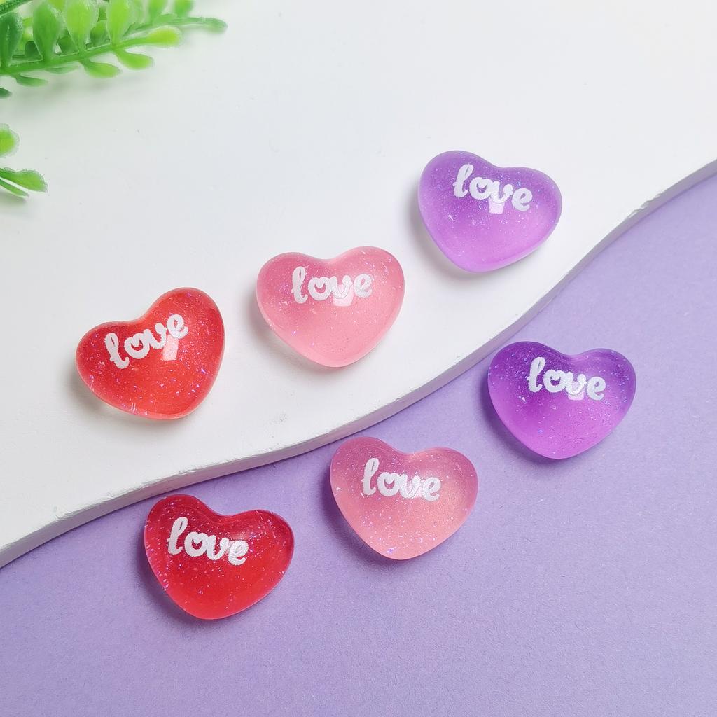 100Pcs 22MM Love Heart Charms Flatback Resin Cabochons Scrapbooking Phone Case Decoration DIY Crafts Jewelry Making Accessories