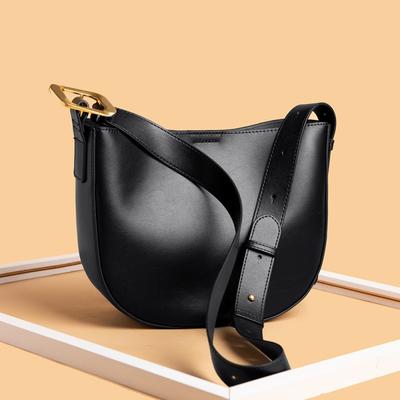 Genuine Leather Women'S Niche Semi-Round Bag First Layer Cowhide Underarm Bag Retro Simple Shoulder Messenger Bag