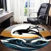 1pc Whale Waves Office Round Area Rug, Indoor Mat Suitable For Office, Under Office Chairs Bedroom Living Room Home Decor, Room Deco