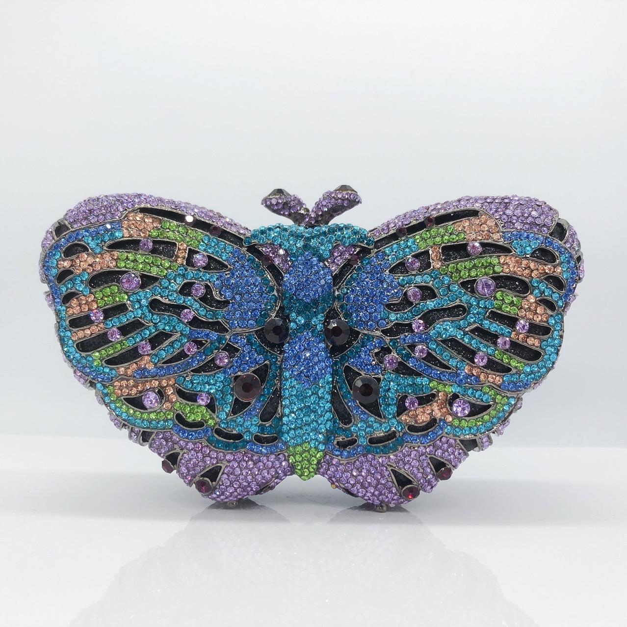

Luxury Butterfly Shaped Rhinestone Evening Clutch Bags Designer Crystal PursesFor Wedding Party Hard Metal Purses And Handbags 20.5cmX10cmX5cm