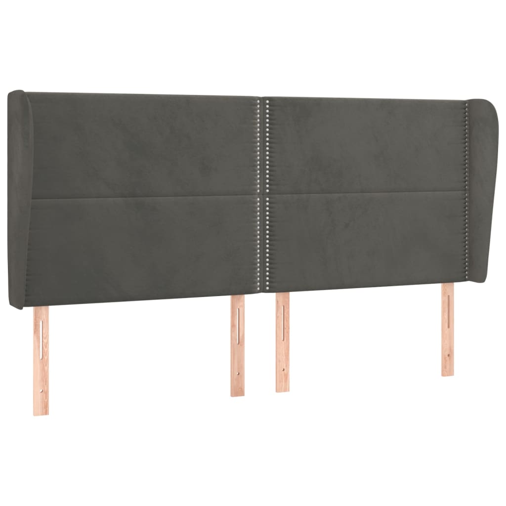Vidaxl Wingback Headboard, Dark Gray, 183X23X118/128 Cm, Velvet
