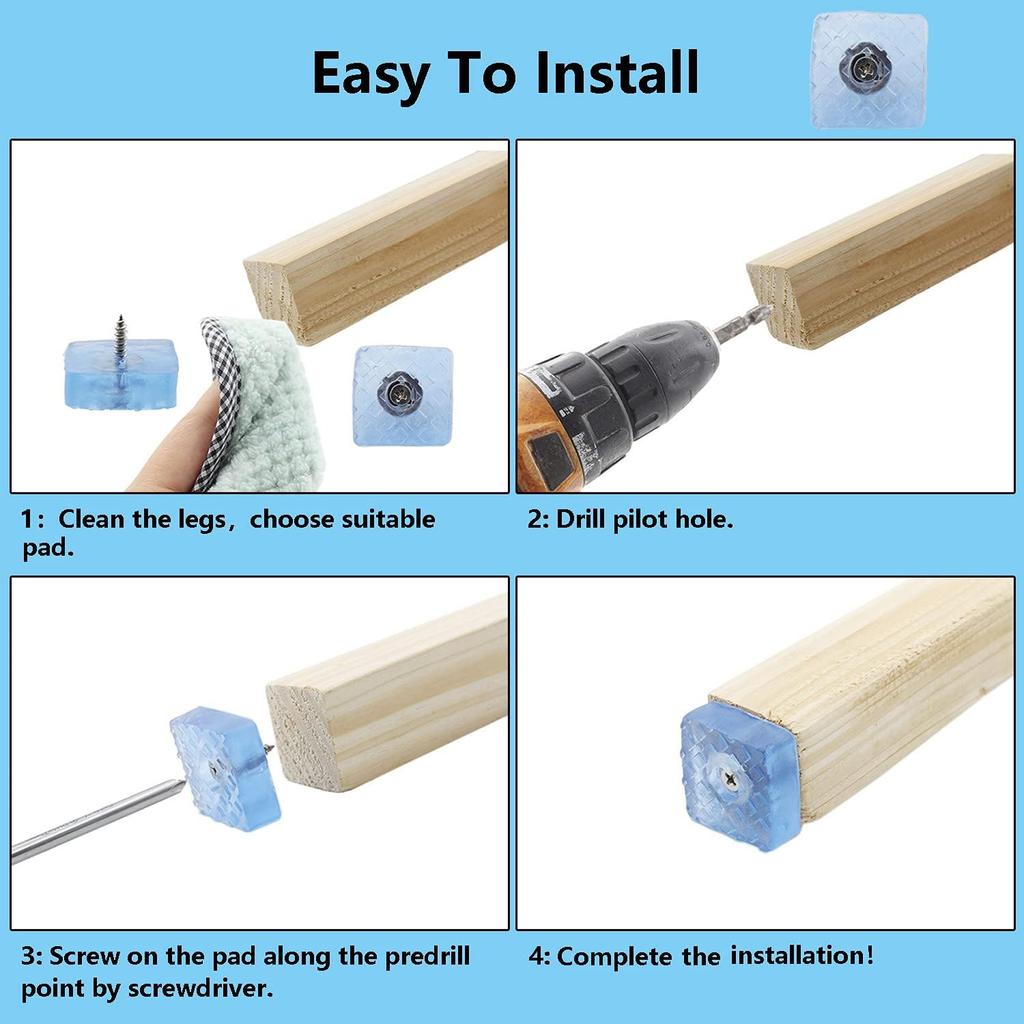 20PCS Screw On Furniture Pad,TTZEZE Furniture Sliders for Wooden,Heavy Duty Square Rubber Table Chair Leg Pads with Screws,Best Floor