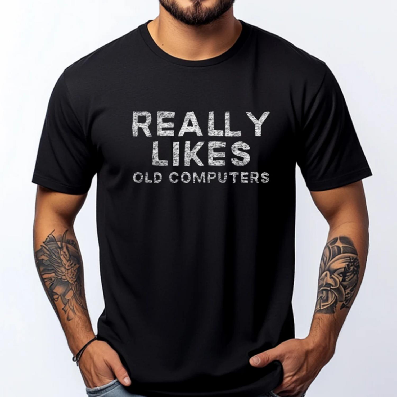 

Really Likes Old Computers Oversized T Shirt Men Harajuku Comfortable T-Shirt Graphic Cotton Short Sleeve Classic S чёрный