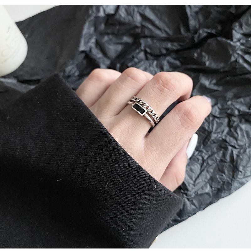 Retro Simple Opening Dongdaemun Cold Wind Epoxy Niche Design Ring Index Finger Ring Female Tide