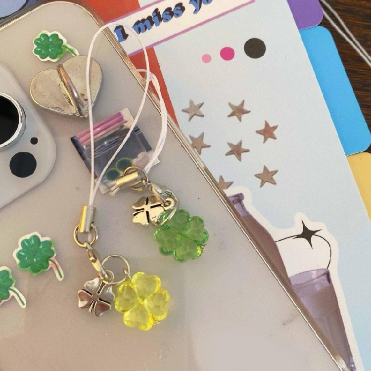 Versatile Use Four Leaf Clovers Phone Chain Multipurpose Phone Lucky Charm Keychain for Keys and Wallets Accessory