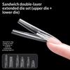 180/240 Bucăți Forme Duble pentru Unghii Sandwich Eliptic Trapezoidal Transparente Extensii-Forme Duble Matriță Superioară Inferioară Forme Lungi DIY pentru Artă pe Unghii