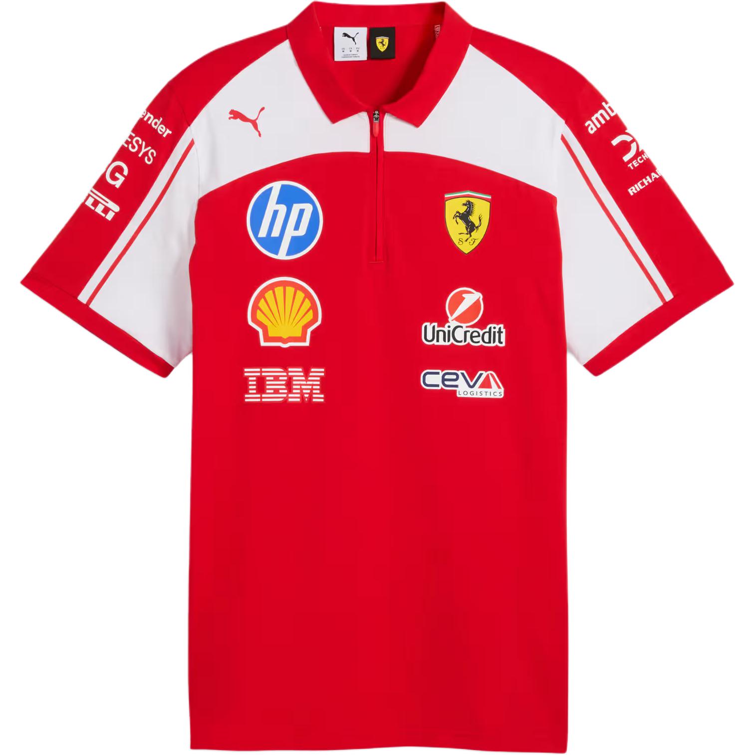 Puma Scuderia Ferrari Hp Replica Color Block Polo Shirt Unisex Polo Shirts 713829-01 M