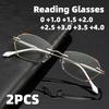 2PCS New Stylish Slim-Frame Anti-Blue Light Presbyopia Eyewear Elegant Frameless Reading Glasses for Women Diopter 0 To +4.0