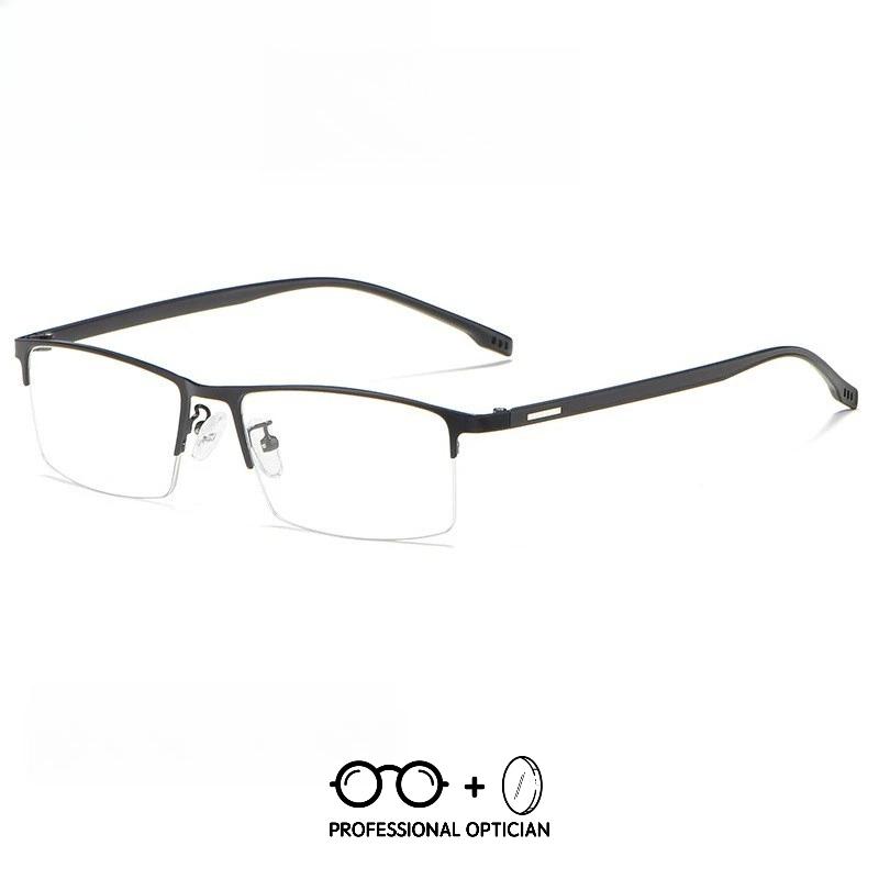 Ultra-Light Metal Alloy for Men Business Half Frame Myopia Hyperopia Astigmatism Anti Blue Light Prescription Optical Glasses