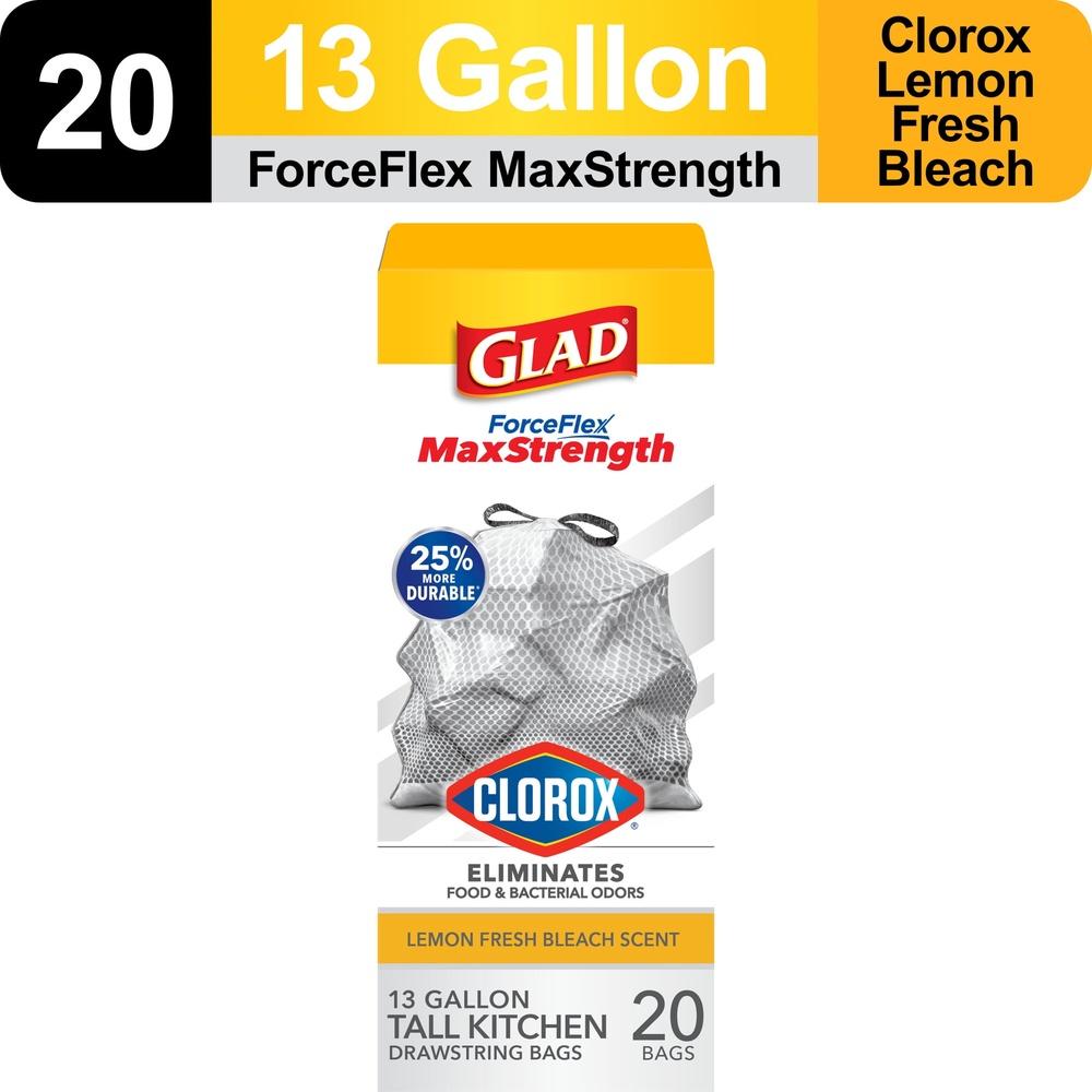 

ForceFlex MaxStrength Kitchen Trash Bags 13 Gallon Drawstring Scented Odor Control Leakproof Tear Resistant Durable 20 Bags United States