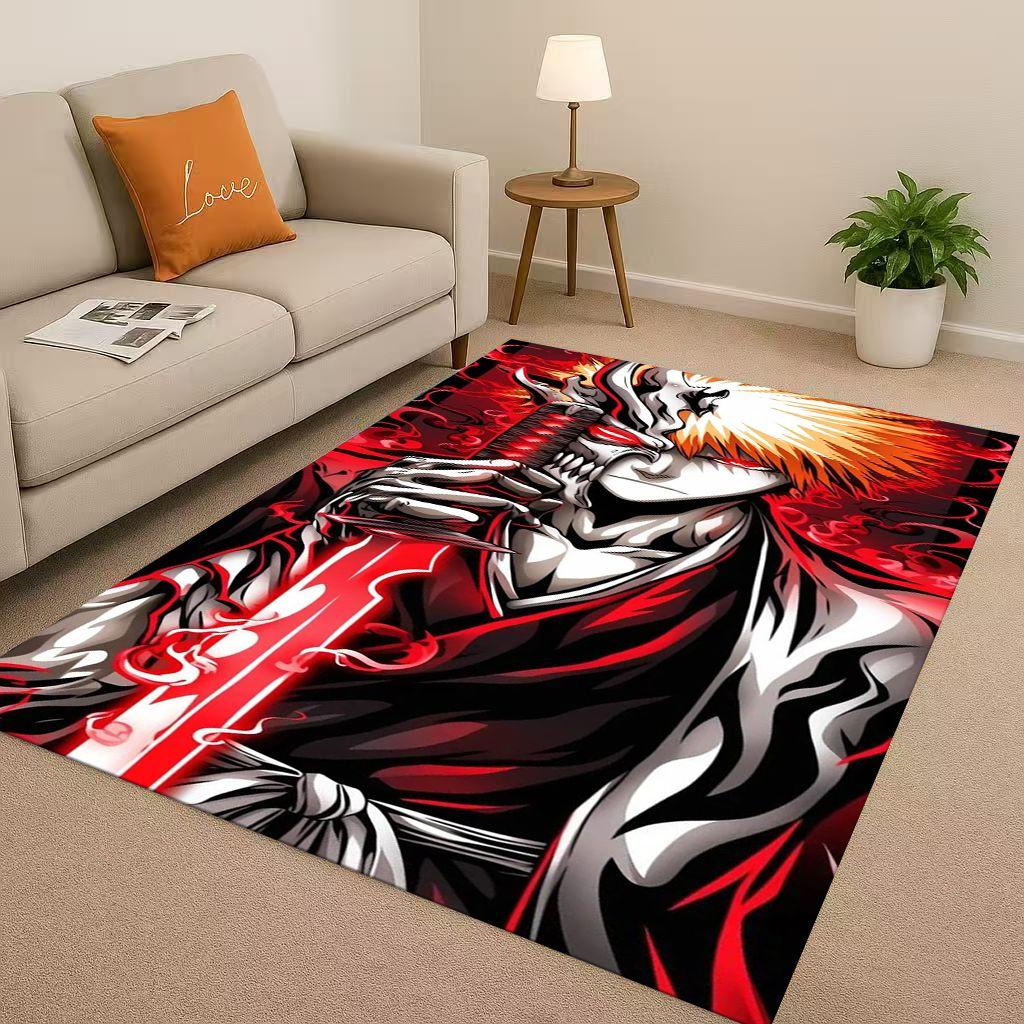 Anime Bleach Kurosaki Ichigo Cartoon Wohnzimmer Rutschfester Teppich für Schlafzimmer Sofa, Leicht zu reinigen Heimdekoration Fußmatte Spielmatte