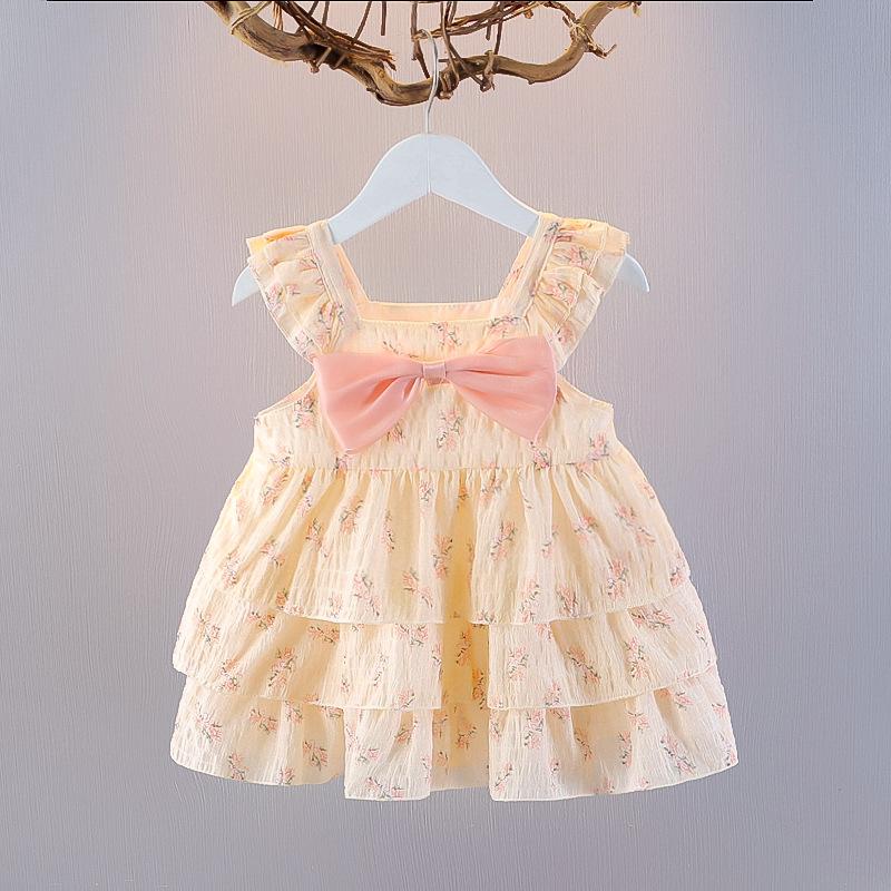 Girls Floral Halter Dress Summer Fashion Cake Dress Children's Princess Dress
