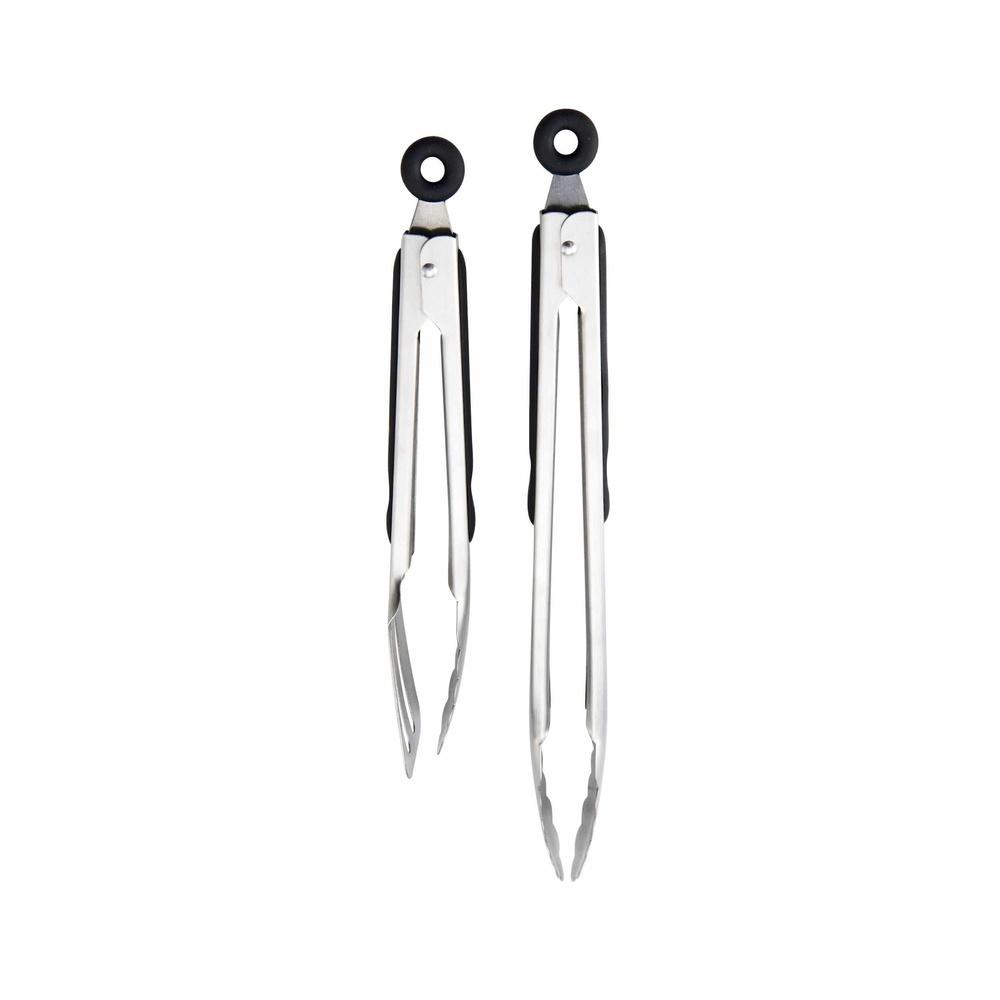 Classic Stainless Steel Tongs Set of 2 Durable Kitchen Utensils Multiuse Cooking Serving Lifting Turning Dishwasher Safe Rust