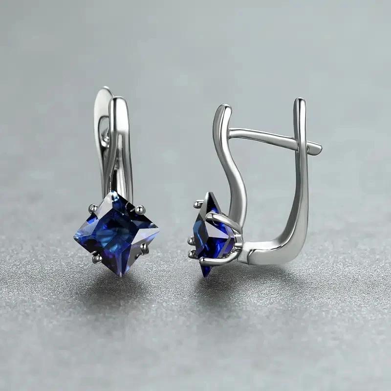 

CAOSHI Simple Dainty Hoop Earrings with Princess Cut Zirconia Female Daily Wearable Jewelry Fashion Silver Color Accessories