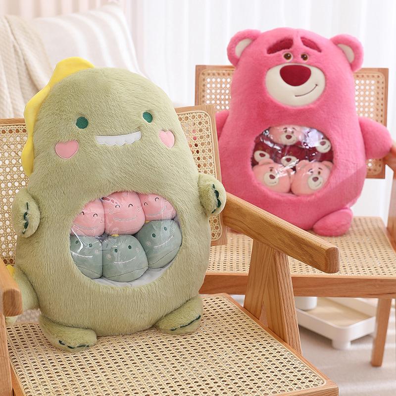Große Tasche Erdbeerbär Koala Snack Kissen Mutter Tasche Kleine Puppe Plüschtier Stoffpuppe Kinderpuppe