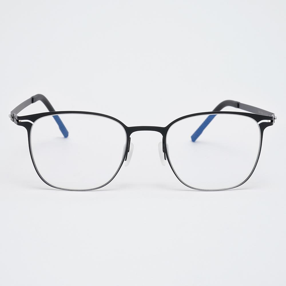 Alloaiweeo [The Air_Flat] Al8306 0909M Ultra-Lightweight Officer Square Black Eyeglass Frame