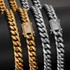 Fashion Mens 8-14mm Iced Out Cuban Necklace Luxury 18K PVD Gold Plated Stainless Steel Hip Hop Jewelry Miami Cuban Link Chain