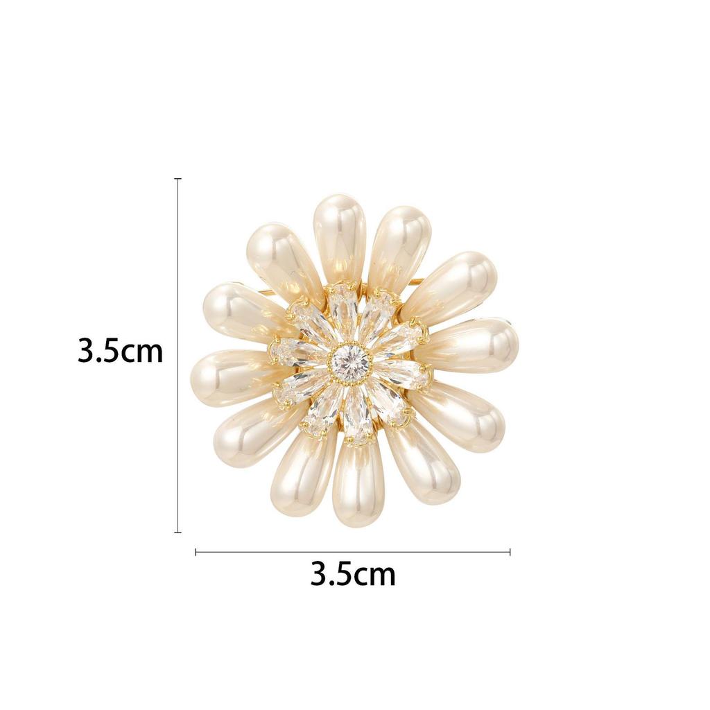 Snowflake & Butterfly Zircon Brooch with Freshwater Pearl for Women's Korean Style Suit Coat