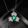 Women Jewelry Set Green Emerald Imitation Flower Earrings Elegant Necklace Ring Sophisticated Fashion Accessories