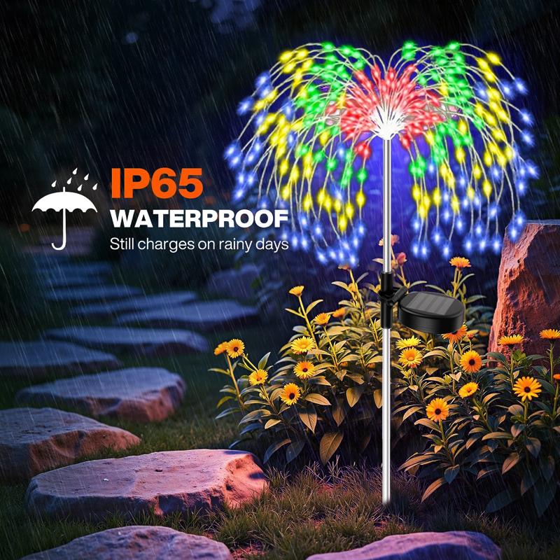 200LED Solar Flower Lights Outdoor Waterproof Garden Firework Fairy Pathway Lights for Patio Lawn Balcony Yard