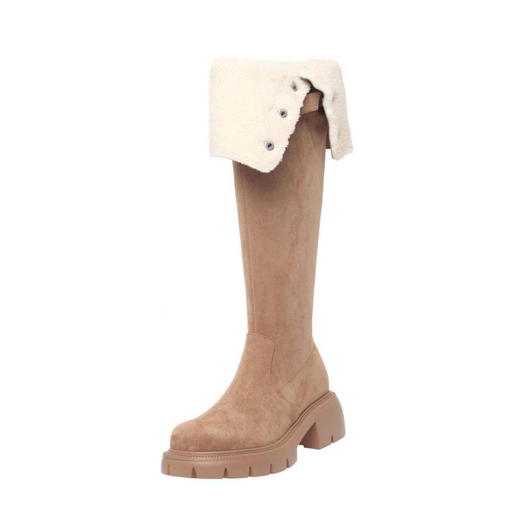 2025 New Winter Snow Boots Thick-soled Small Men Wear Folding Boots Elastic Knee Boots High Boots Women