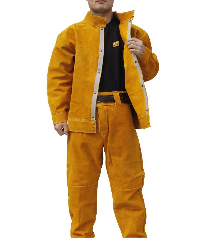 Premium Cowhide Welding Jacket - Heat Insulating, Flame Retardant, Anti-Scald Protection for Welders